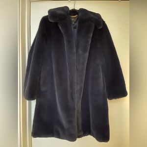 Jcrew collection faux fur coat - navy blue